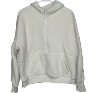 All In Motion Faux Fur 1/2 Zip Hoodie Sweatshirt Thumbhole Cuffs Women's Med NWT